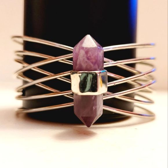No Brand Jewelry - Amethyst Crystal Cuff Bracelet Medium